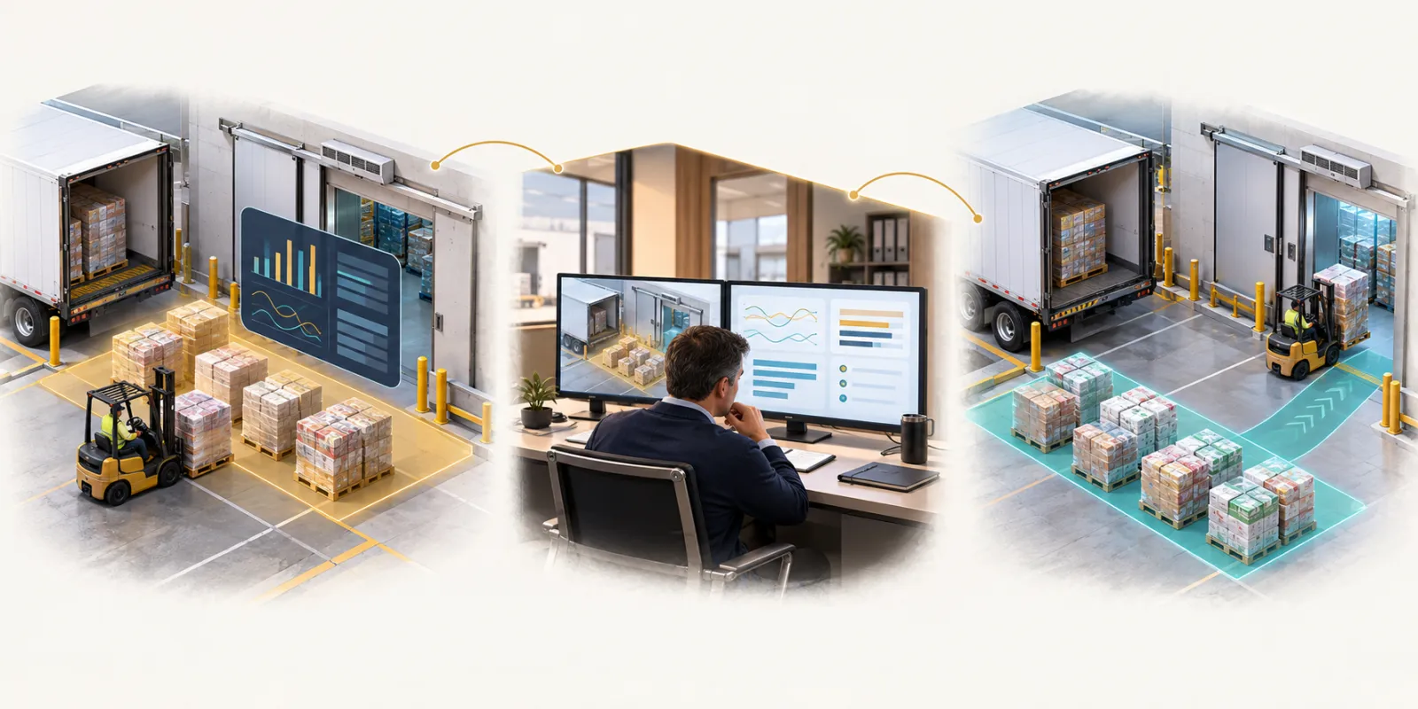 Cold storage video analytics: First operation → Later team review → Next comparable operation