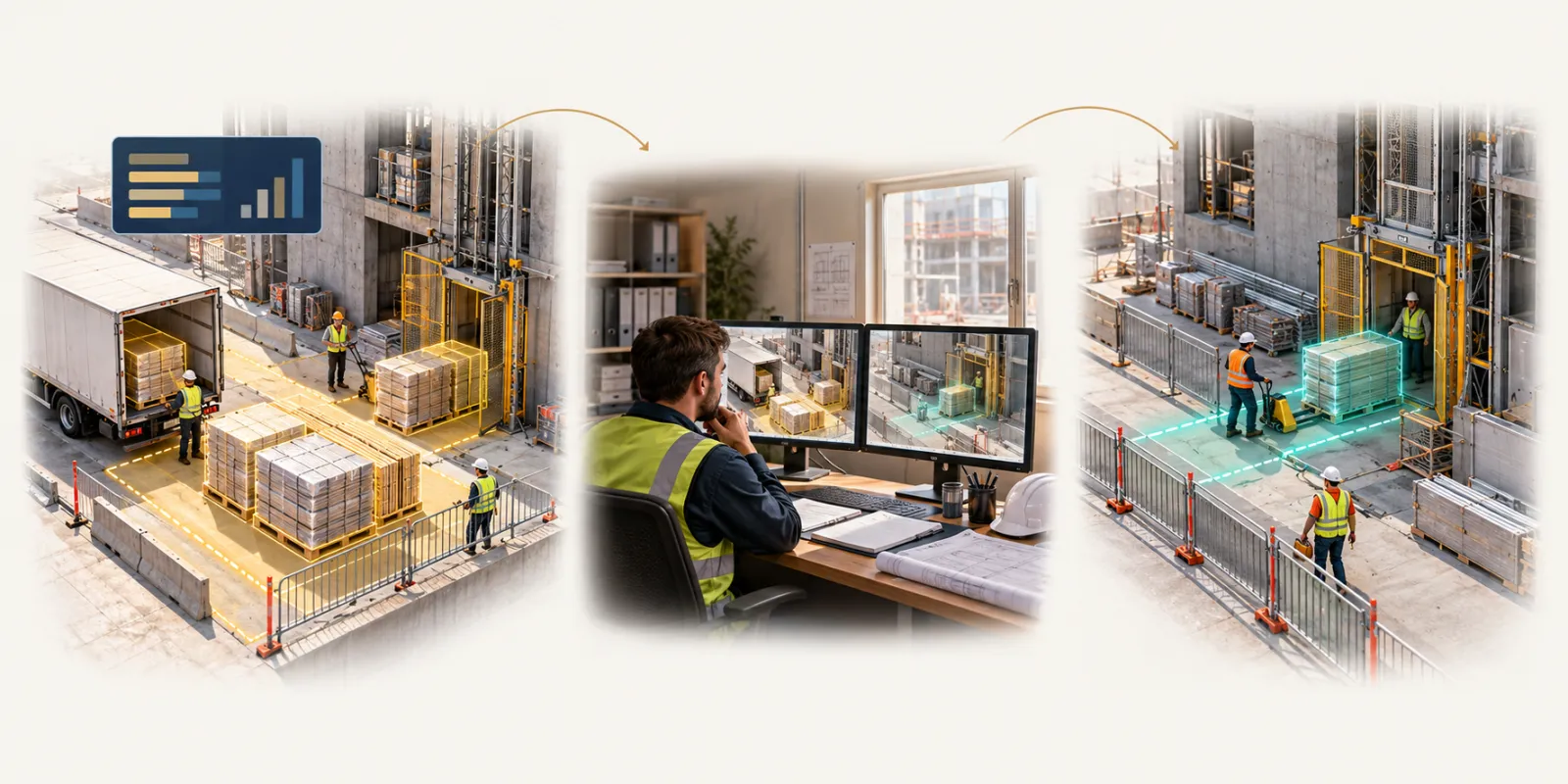 Construction intelligence: First operation → Later team review → Next comparable operation
