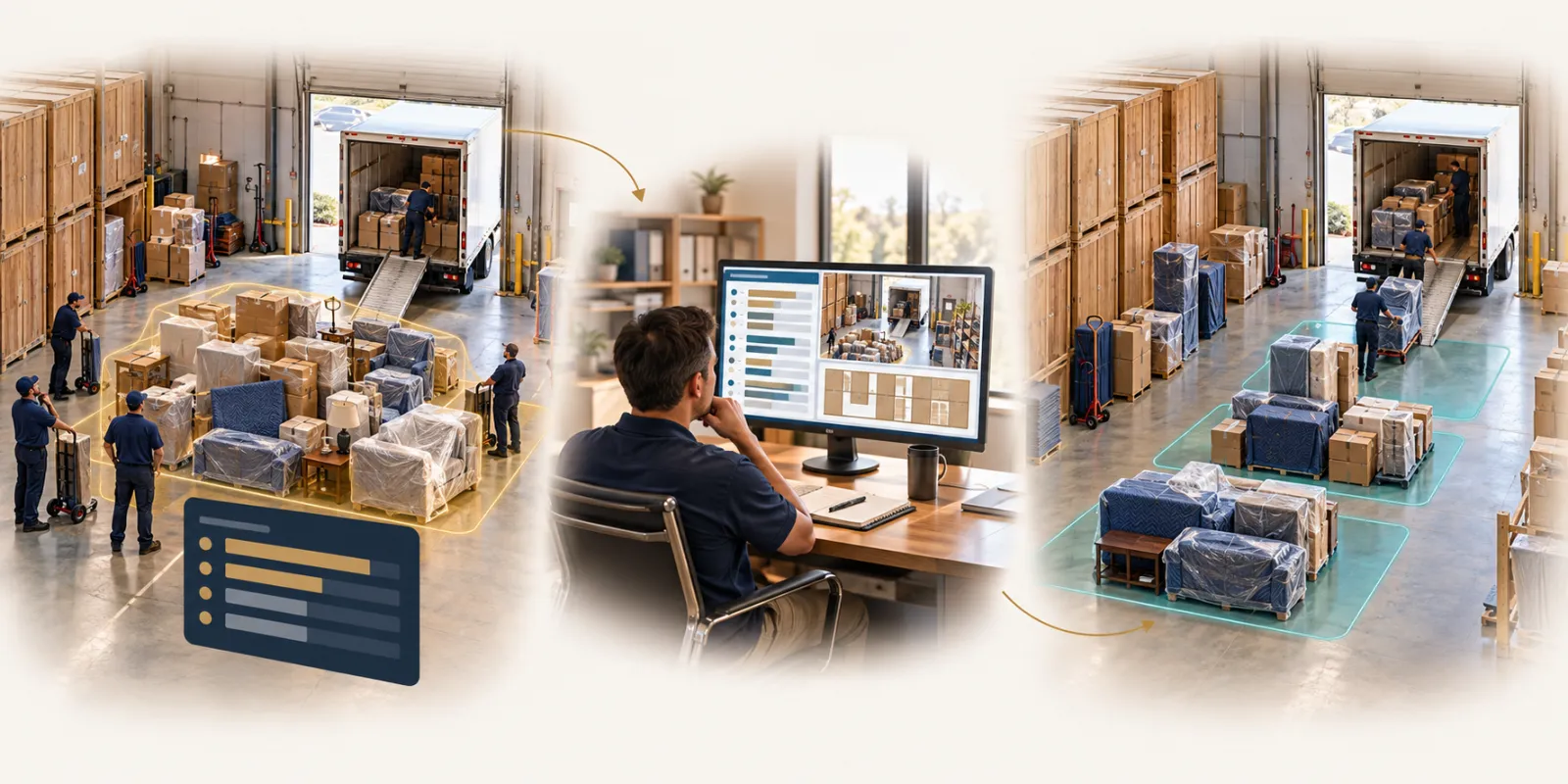 Moving & storage operations: First operation → Later team review → Next comparable operation