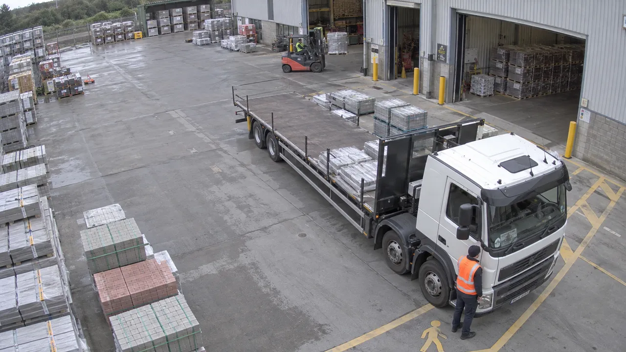 Fixed-camera view of delivery truck dwell.