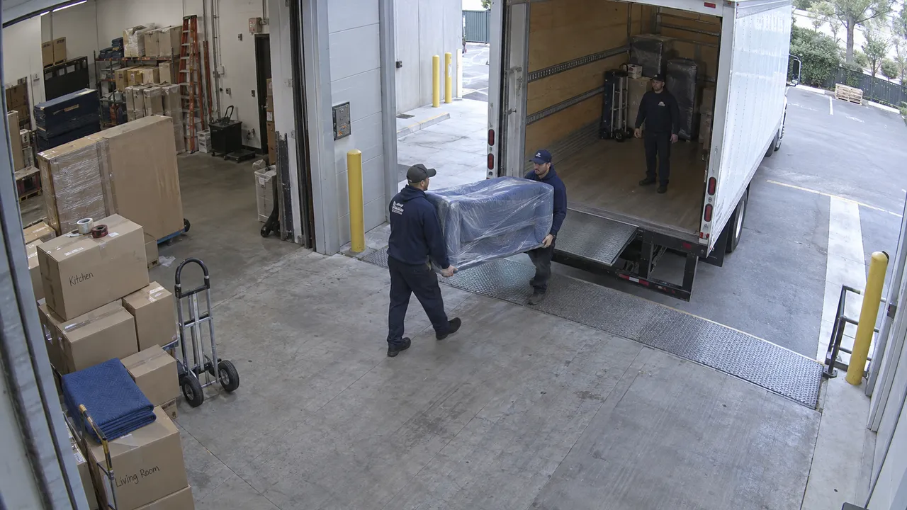 Fixed-camera view of dock loading time.