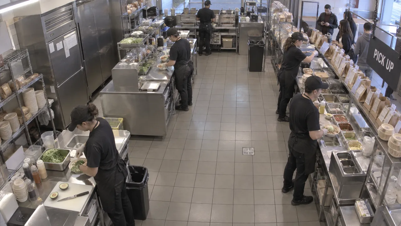 Fixed-camera view of labor against demand.