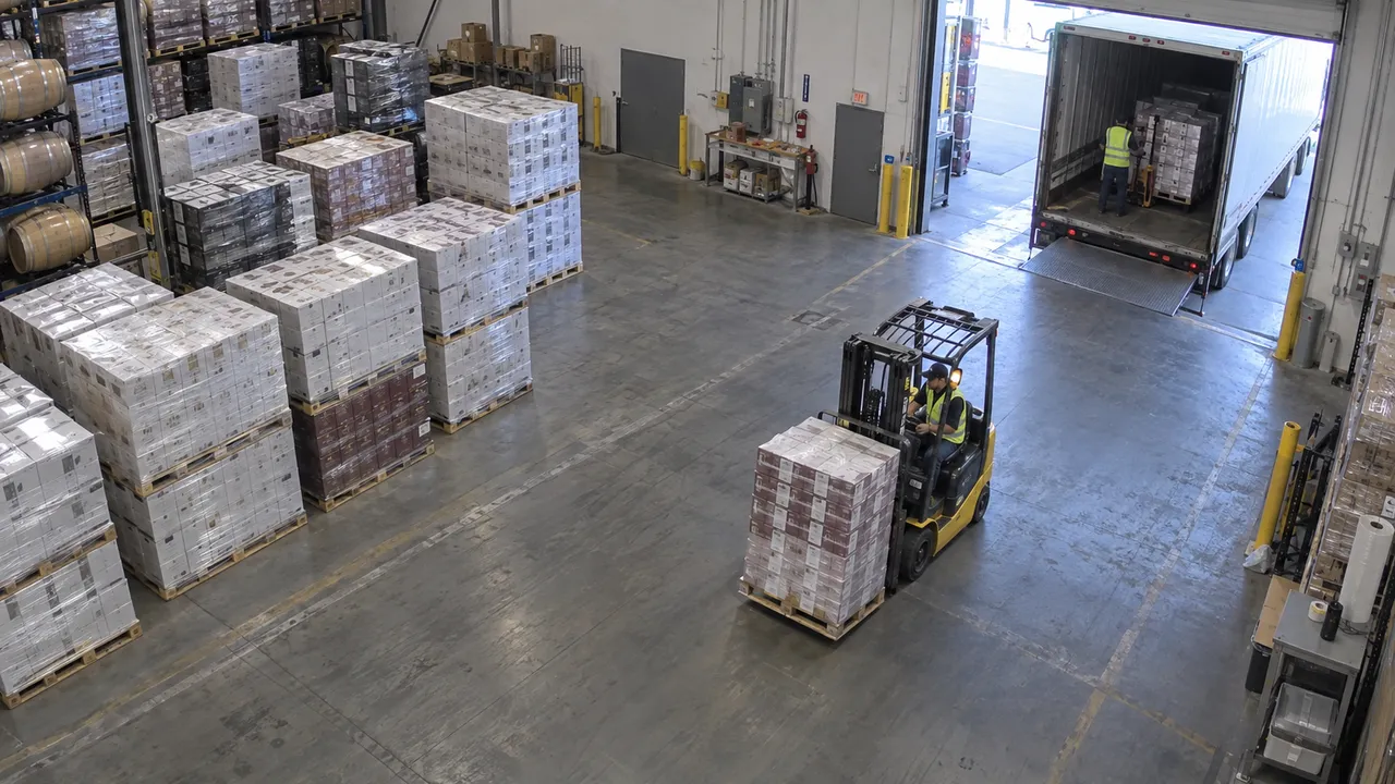 仮置き・出荷待ちを確認する固定カメラ視点。